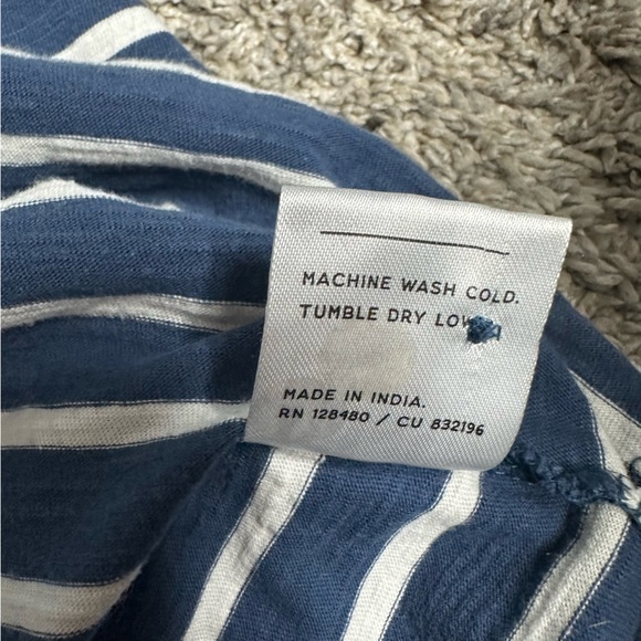 Pact Relaxed Slub Henley Tank Dress Medium Blue stripe organic Cotton coastal - Picture 13 of 15